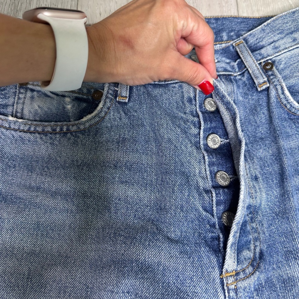 Agolde Riley high rise straight leg crop Jean denim classic distressed size 26 - Picture 6 of 13